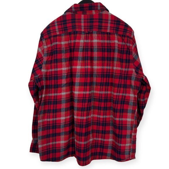 Eddie Bauer Men's XL Flannel Midweight Cotton‎ Shirt Red Blue Plaid - Picture 5 of 5